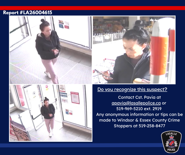 three photos of the suspect int eh store, contact information provided