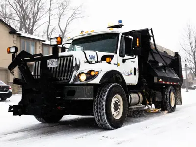 Snow plow on a residential street