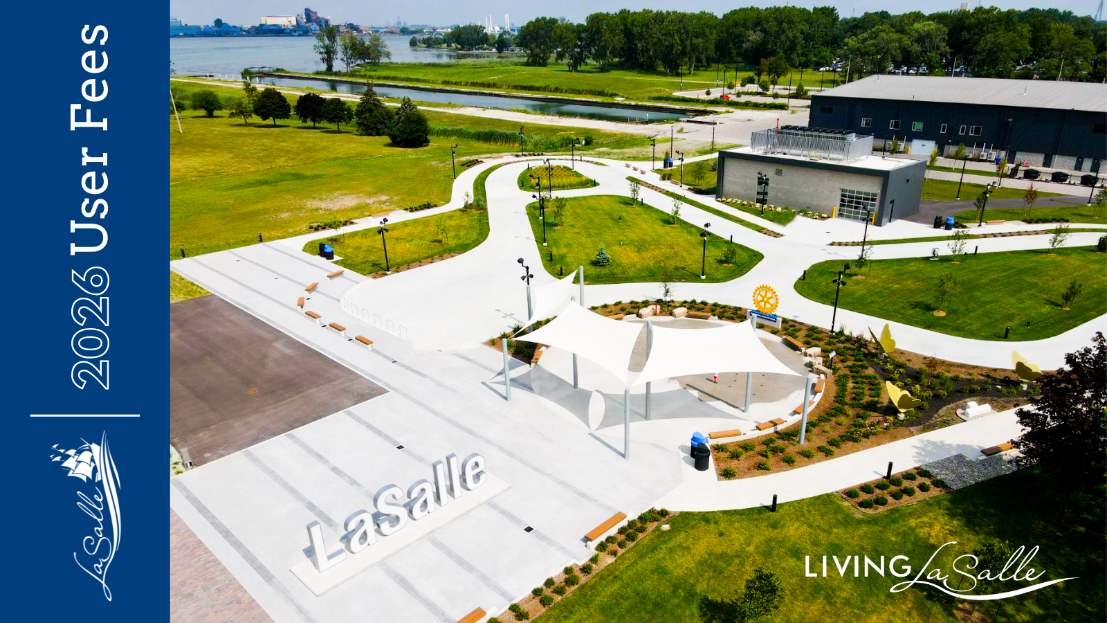 drone of The Loop at LaSalle Landing