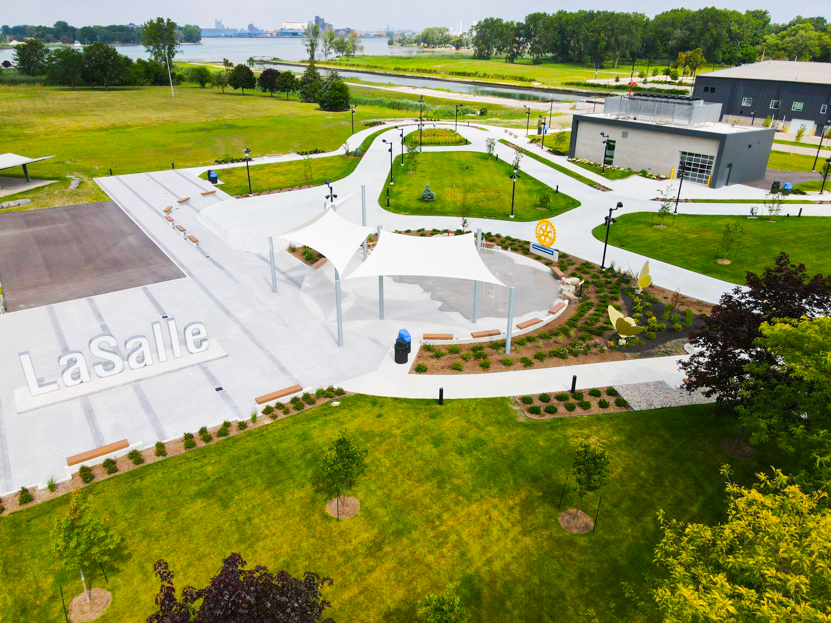 Aerial view of The Loop At LaSalle Landing.