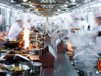 Cooks in a Commercial Kitchen for National Burn Awareness Graphic for News Release