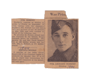 News Article about Robinet being listed as a Prisoner of War