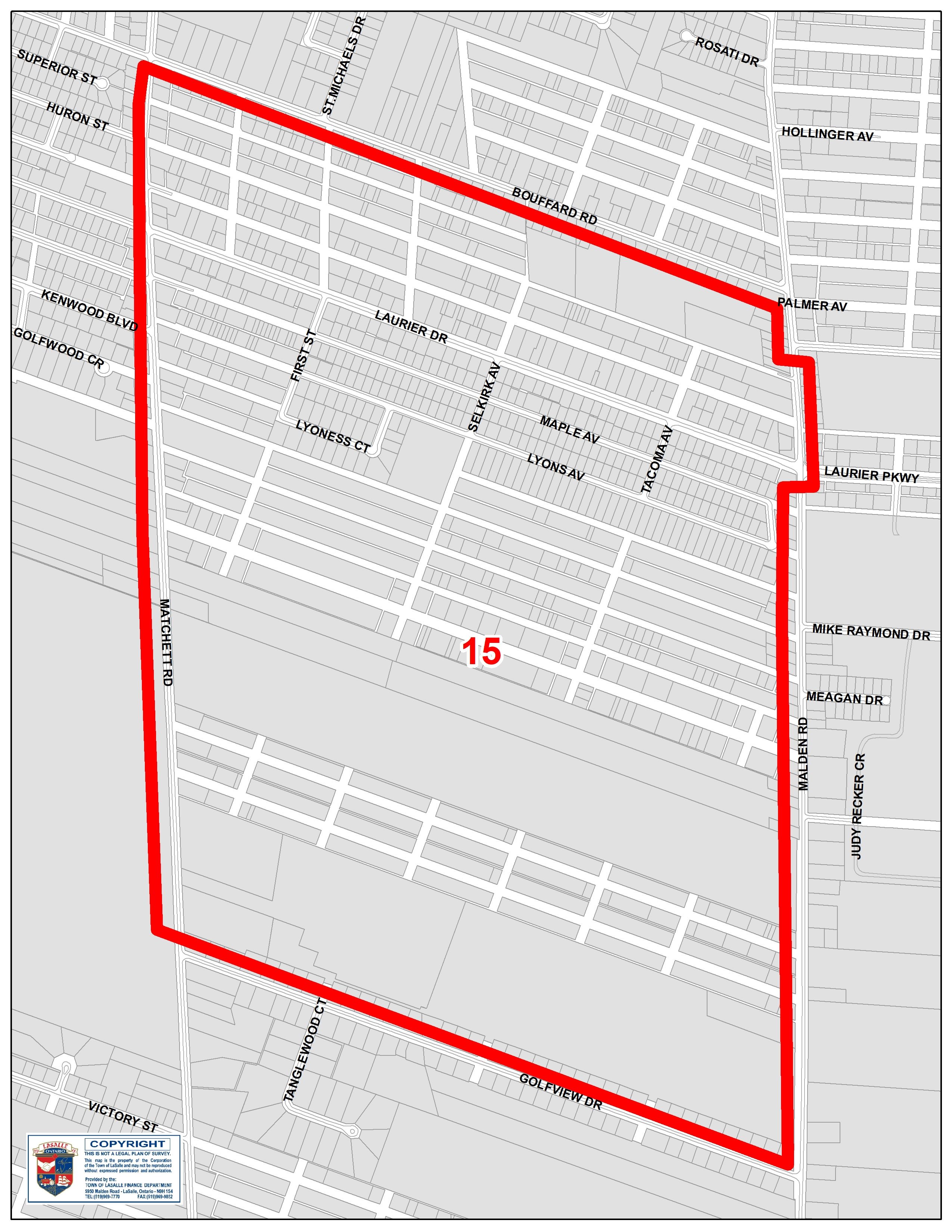 Bouffard Road to Golfview Drive, Matchette Road to Malden Road.