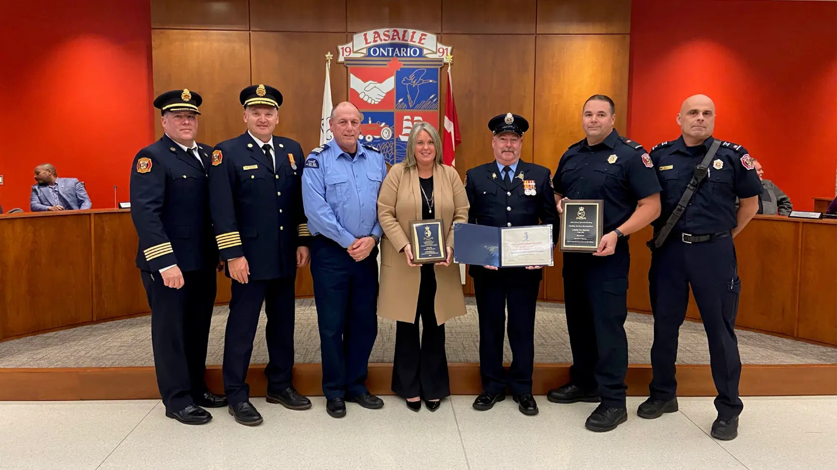 Coast Guard presentation group photo.